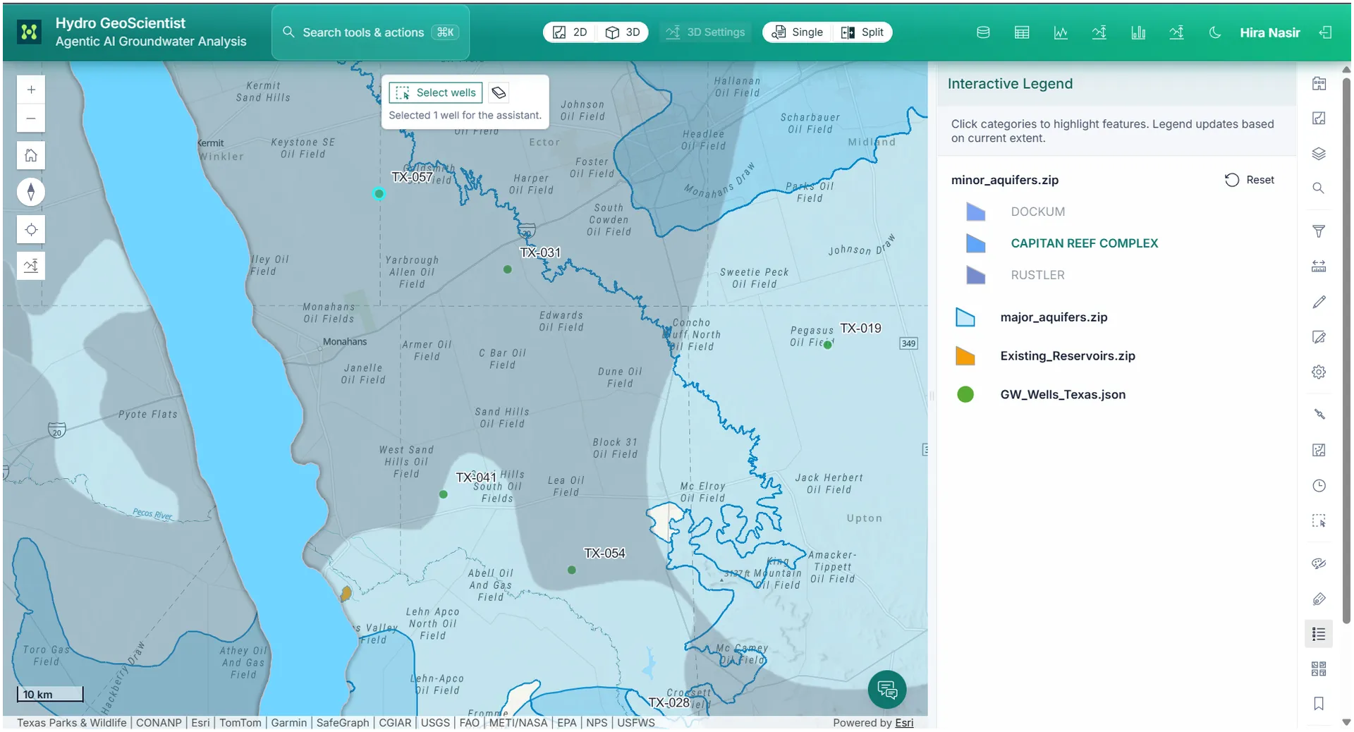 Interactive dynamic legend over a GIS map.
